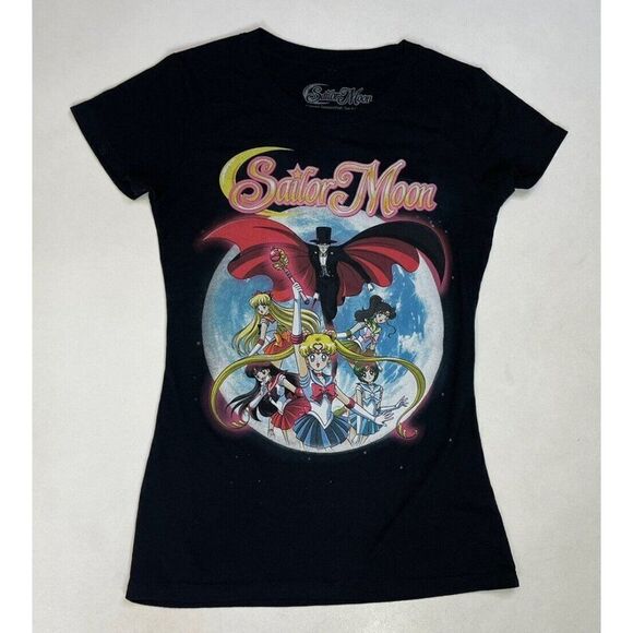 Sailor Moon Anime Graphic T-shirt Women Small Black Short Sleeve - Picture 1 of 5